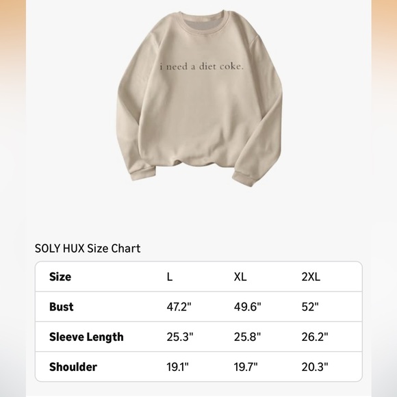SOLY HUX Women's Crewneck Graphic Sweatshirts I Need a Diet Coke NWT XL - Picture 2 of 7